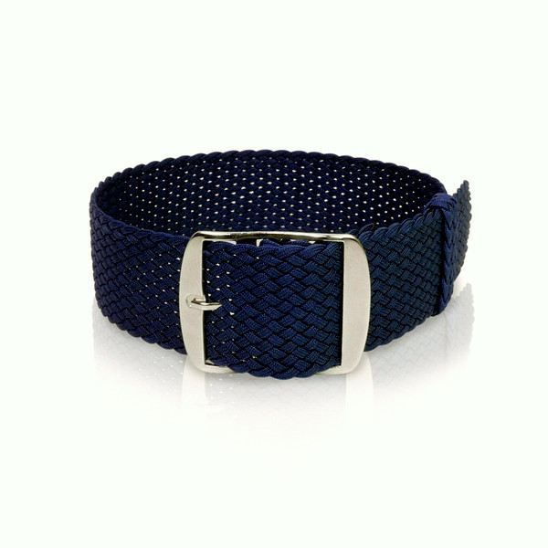 Bracelet-montre en perlon bleu nocturne, 18mm