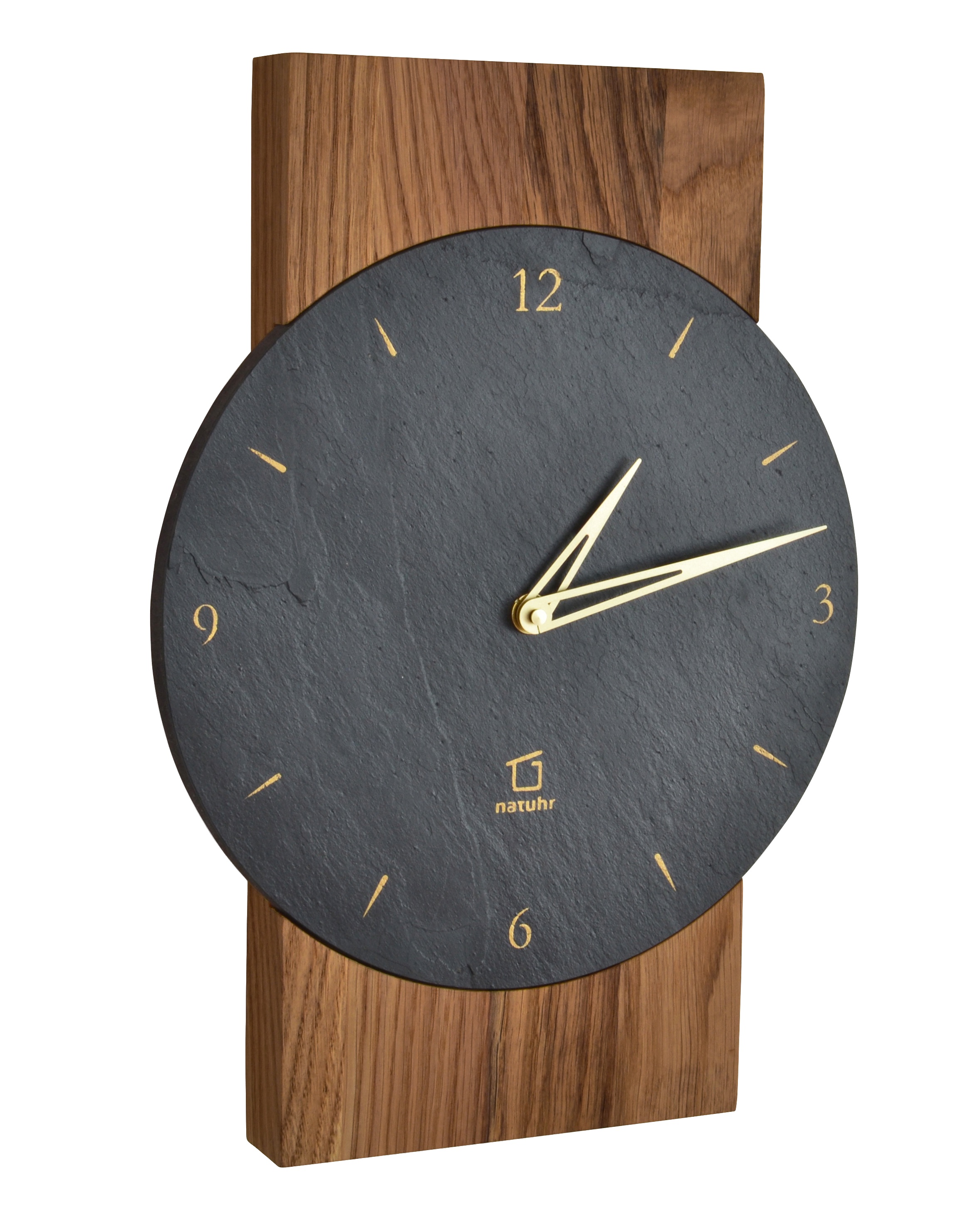 AMS natuhr Quarz-Wanduhr Steineiche, Eiche dunkel W8000D