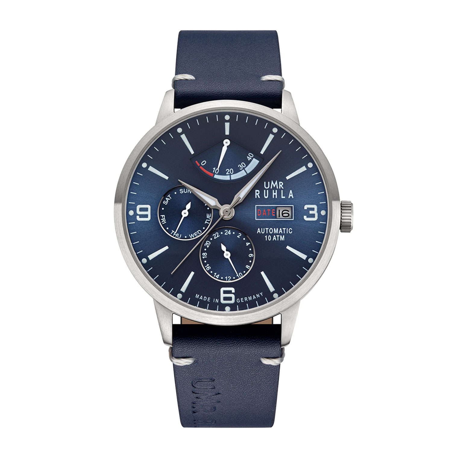 Montres Manufacture Ruhla - Montre automatique avec réserve de marche - bleu - fabriqué en Allemagne