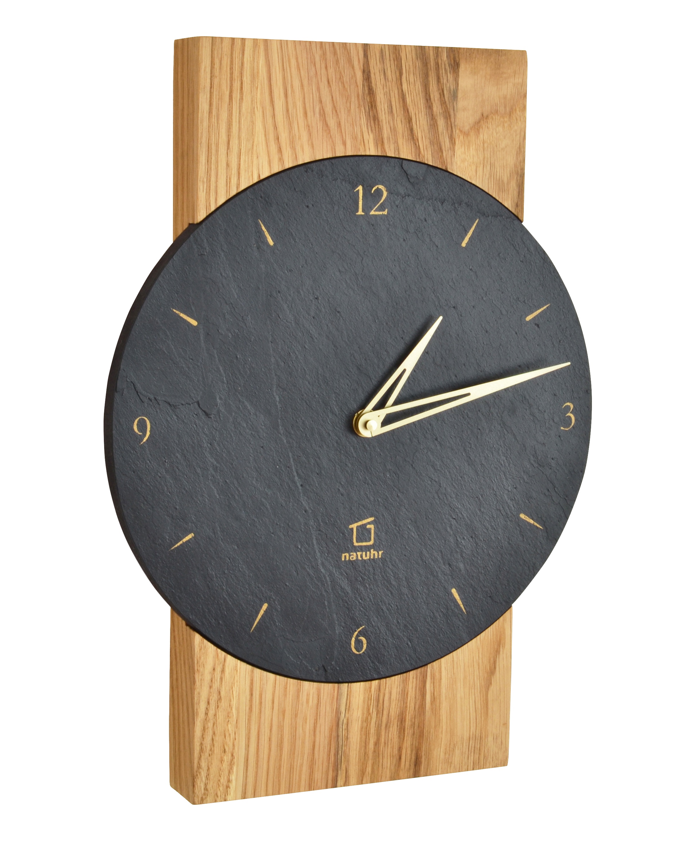 AMS natuhr Quarz-Wanduhr Steineiche, Eiche W8000