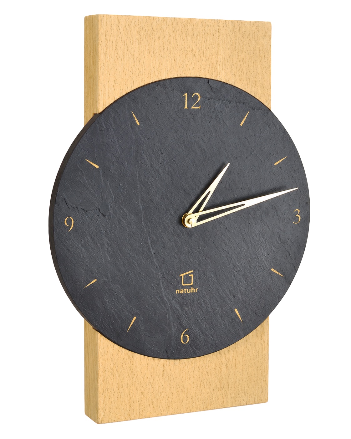 AMS natuhr Quarz-Wanduhr Steineiche, Buche W8000B