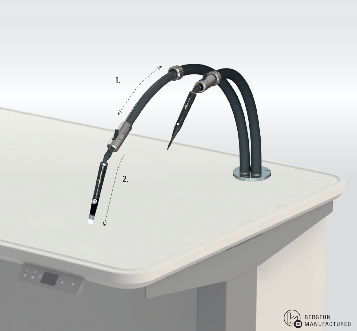 Staubausbläser und Vakuumbürste mit 2 flexiblen Rohren, starr Bergeon