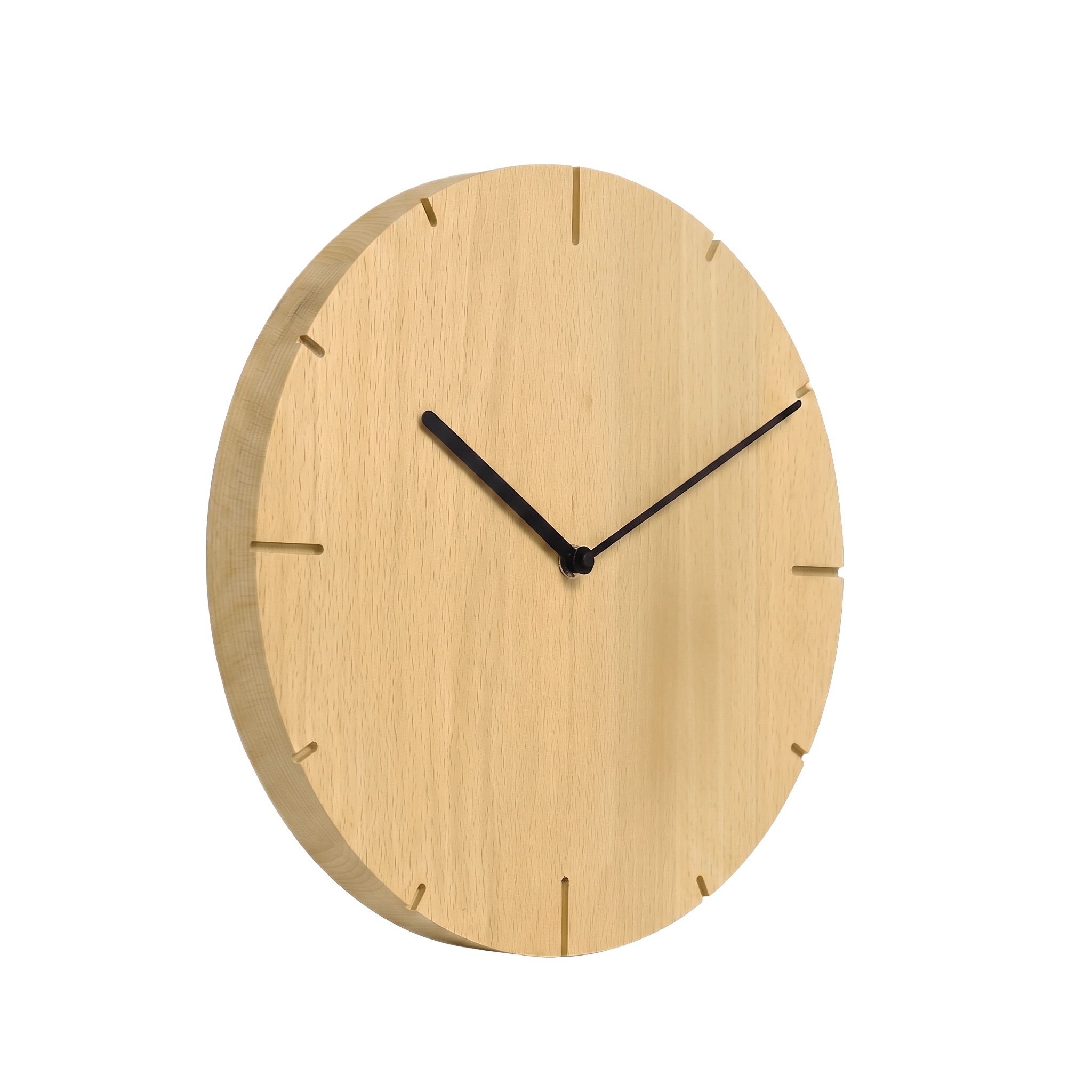 AMS natuhr Quarz-Wanduhr Solide, Buche W8002B