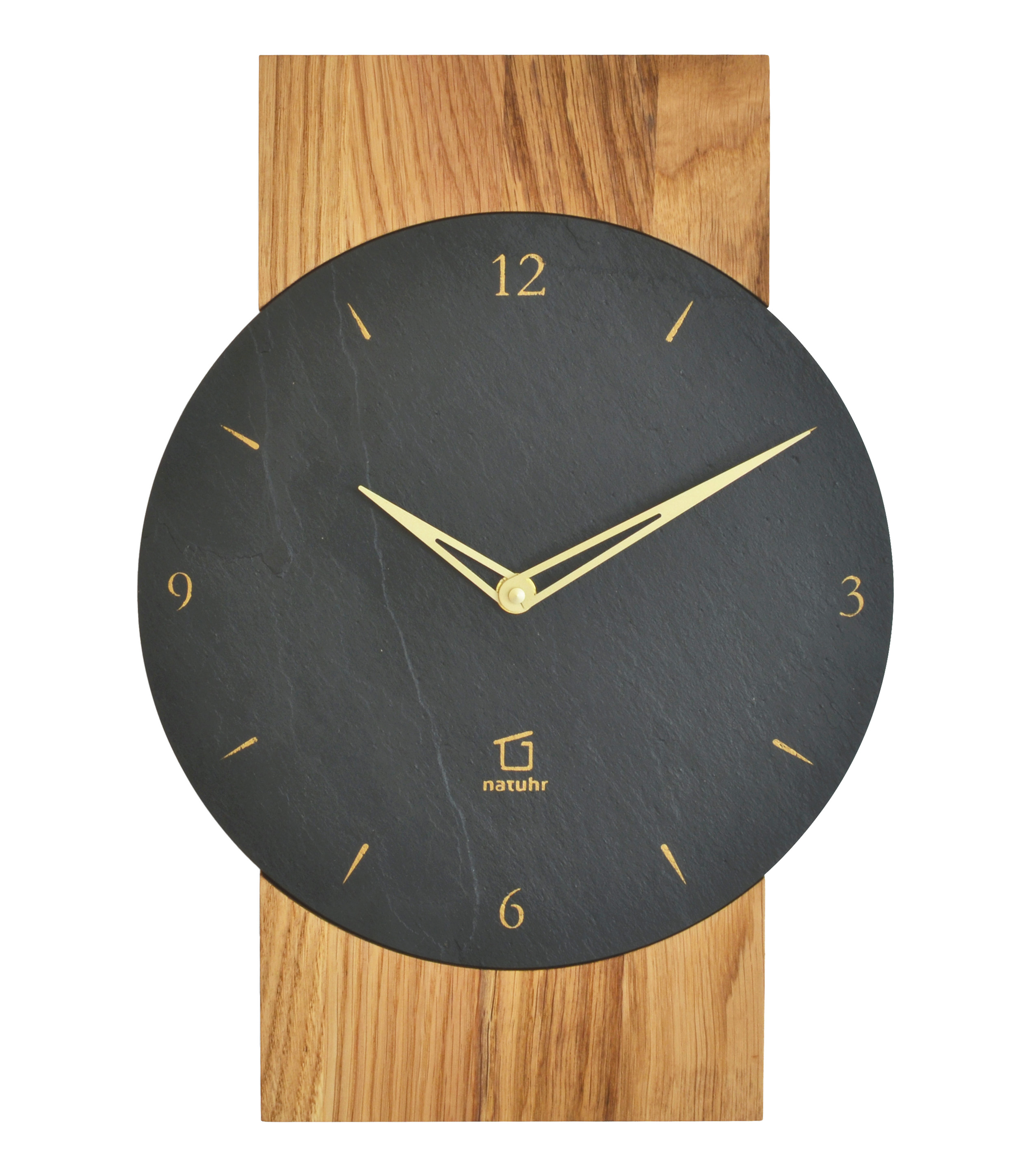 AMS natuhr Quarz-Wanduhr Steineiche, Eiche W8000