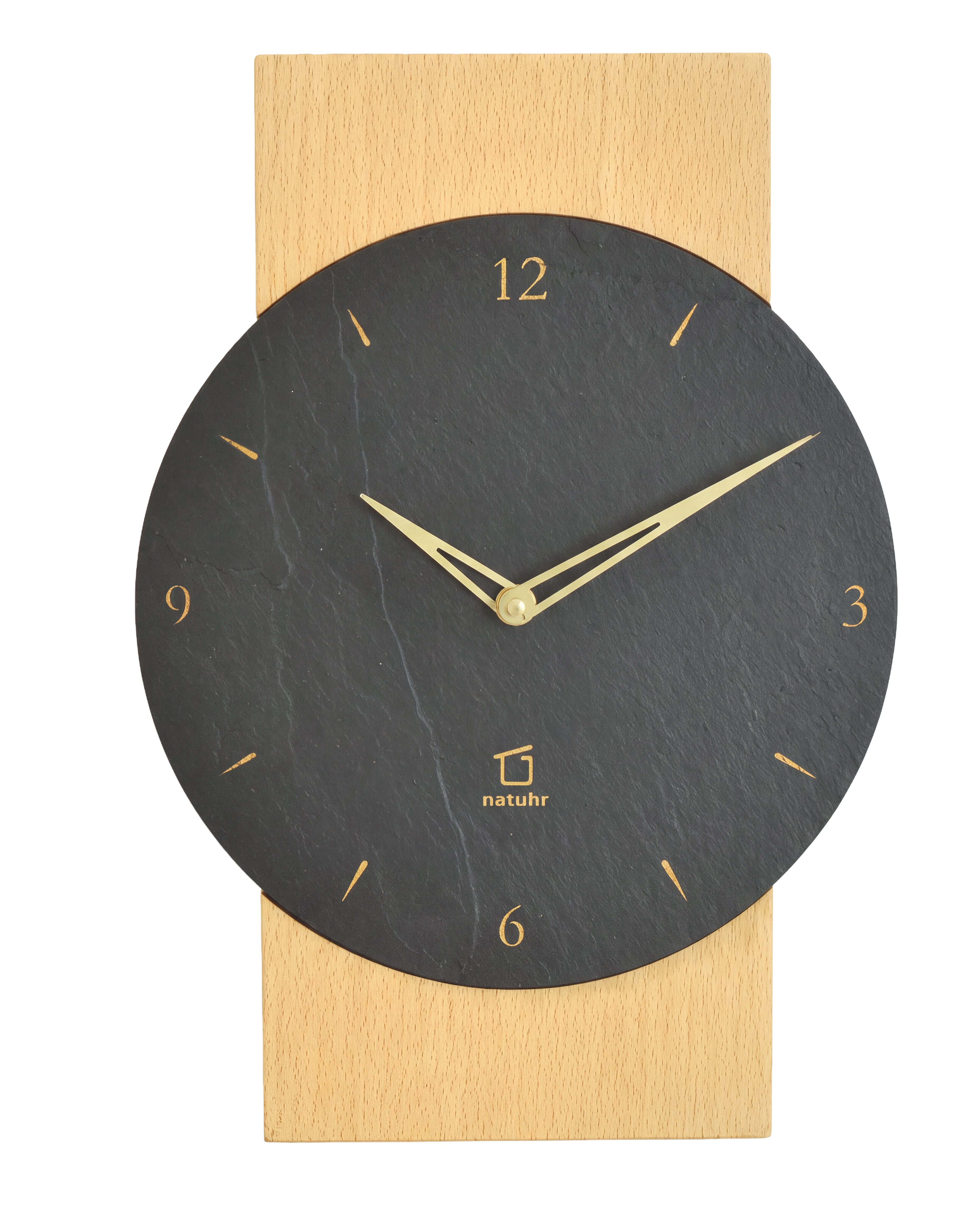 AMS natuhr Quarz-Wanduhr Steineiche, Buche W8000B