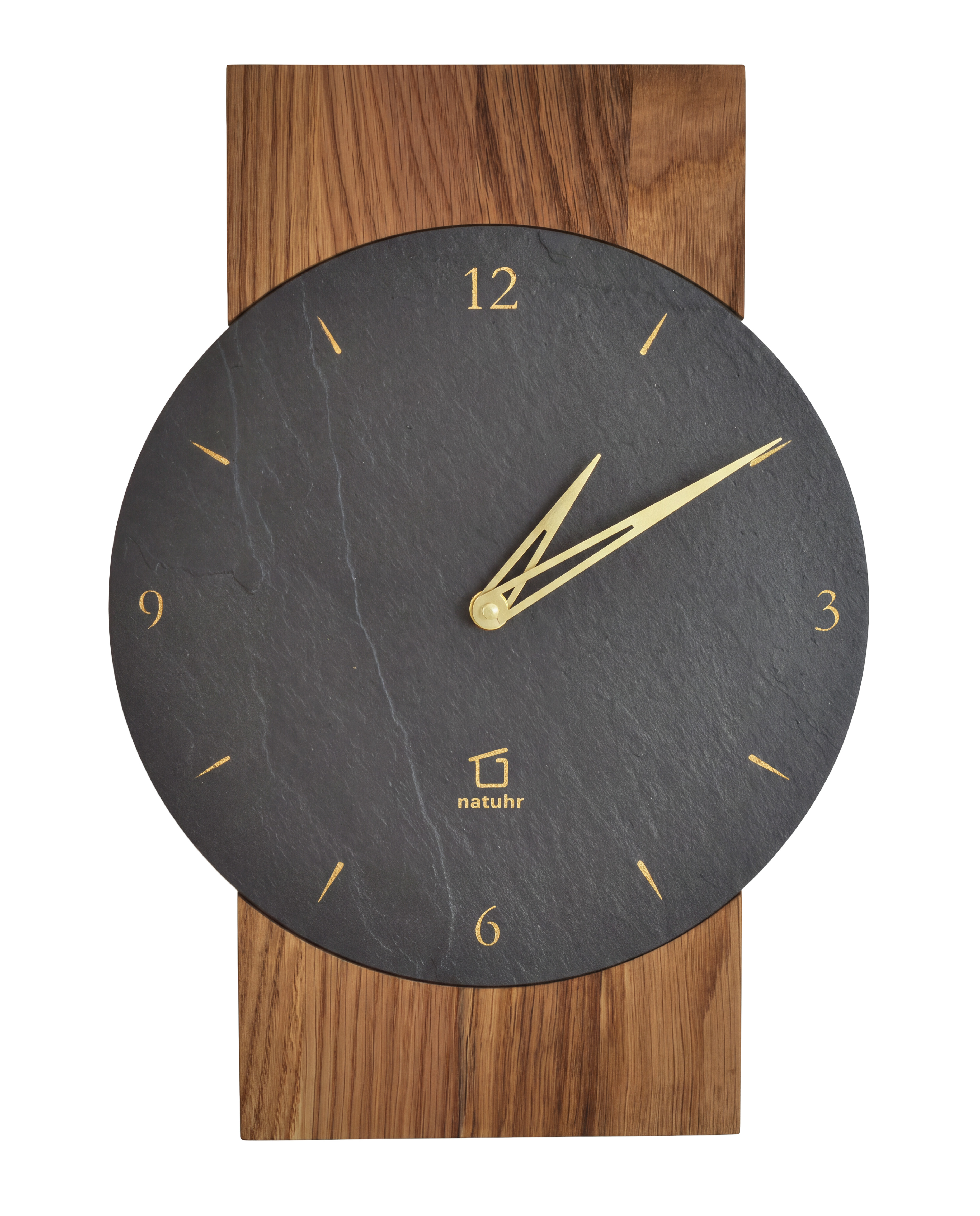 AMS natuhr Quarz-Wanduhr Steineiche, Eiche dunkel W8000D