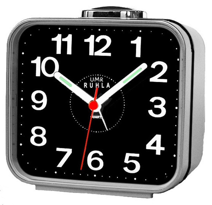 Réveil à quartz UMR argent, avec cloche mécanique