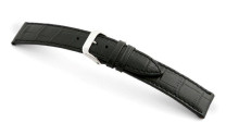 Bracelet-montre en cuir Tampa 22mm noir avec marque d'alligator