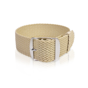 Bracelet-montre en perlon beige, 18mm