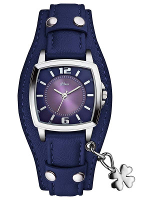 s.Oliver bracelet-montre en cuir bleu SO-2513-LQ