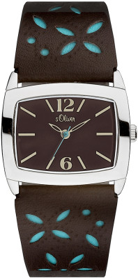 s.Oliver bracelet-montre en cuir brun SO-1533-LQ