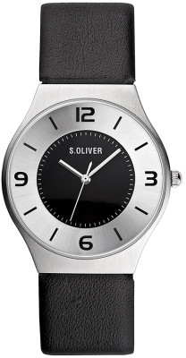 s.Oliver bracelet-montre en cuir noir SO-1697-LQ