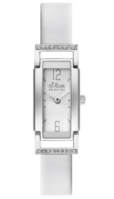 s.Oliver bracelet-montre en cuir blanc SO-2274-LQ