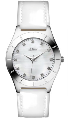 s.Oliver bracelet-montre en cuir blanc SO-2473-LQ