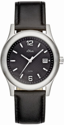 s.Oliver bracelet-montre en cuir noir SO-1685-LQ