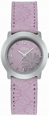 s.Oliver bracelet-montre en cuir véritable roze SO-1593-LQ