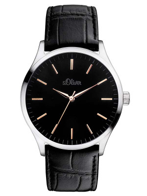 s.Oliver bracelet-montre en cuir noir SO-3052-LQ