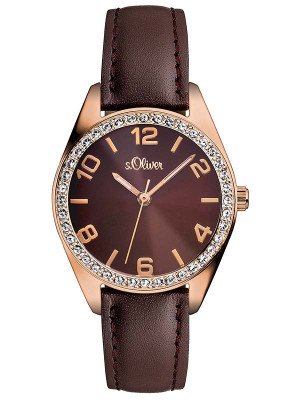 s.Oliver bracelet-montre en cuir brun SO-2920-LQ