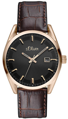 s.Oliver bracelet-montre en cuir brun SO-2507-LQ