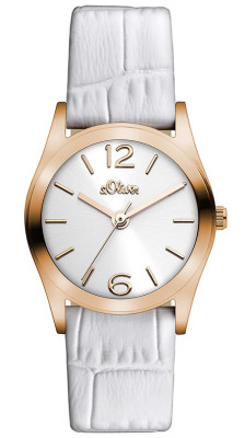 s.Oliver bracelet-montre en cuir blanc SO-2622-LQ