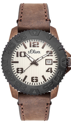 s.Oliver bracelet-montre en cuir brun SO-2934-LQ