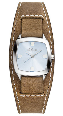 s.Oliver bracelet-montre en cuir brun clair SO-2971-LQ