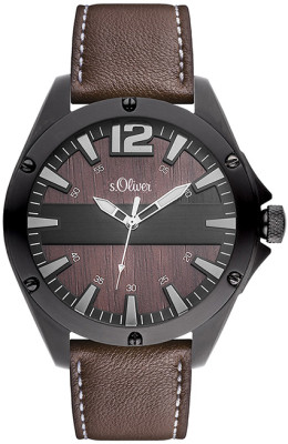 s.Oliver bracelet-montre en cuir brun SO-2828-LQ