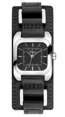 s.Oliver bracelet-montre en cuir noir SO-2885-LQ