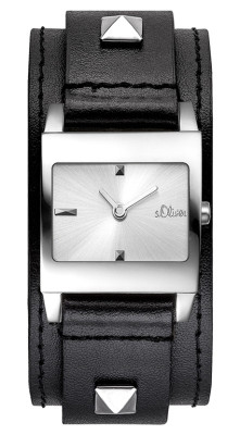 s.Oliver bracelet-montre en cuir noir SO-2893-LQ