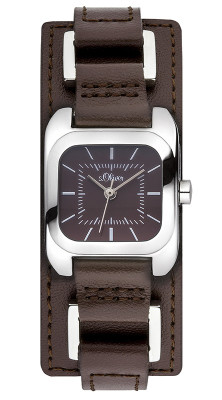 s.Oliver bracelet-montre en cuir brun SO-2886-LQ