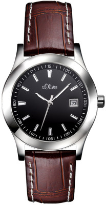 s.Oliver bracelet-montre en cuir brun SO-2826-LQ