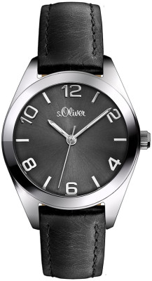s.Oliver bracelet-montre en cuir noir SO-2769-LQ