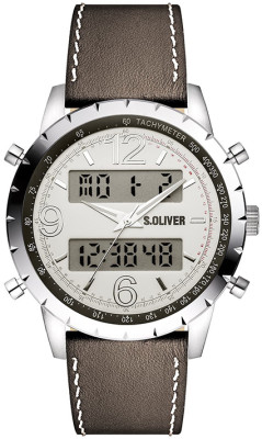 s.Oliver bracelet-montre en cuir brun SO-2820-LD