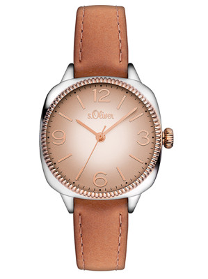 s.Oliver bracelet-montre en cuir brun SO-3137-LQ