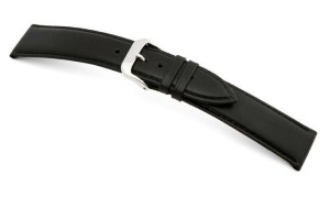 Bracelet-montre en cuir Arezzo 16mm noir, lisse