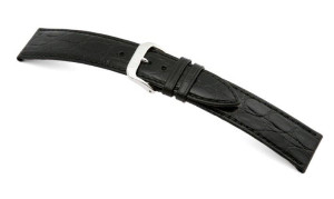 Lederband Bahia 22mm schwarz XL mit Krokodillederprägung