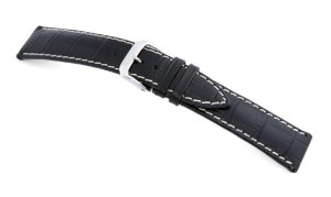 Bracelet-montre en cuir Tupelo 20mm noir avec marque d'alligator