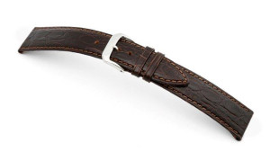 Bracelet-montre en cuir Bahia 16mm moka avec marque de crocodile