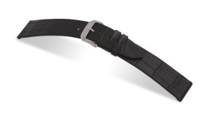Bracelet-montre en cuir 14mm noir avec marque d'alligator