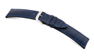 Bracelet-montre en cuir Jackson 22mm bleu marine avec marque d'alligator