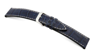 Bracelet-montre en cuir Saboga 12mm bleu avec marque d'alligator