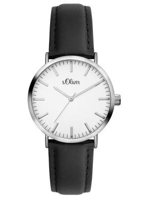 s.Oliver bracelet-montre en cuir noir SO-3331-LQ
