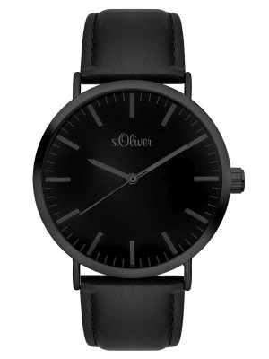 s.Oliver bracelet-montre en cuir noir SO-374-LQ