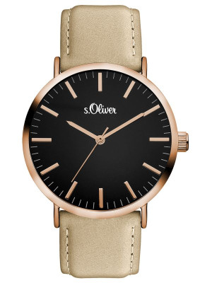 s.Oliver bracelet-montre en cuir noir SO-3376-LQ