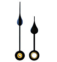 Zeigerpaar für Pendulen Birne blau poliert Minutenzeiger-L:40mm Std.-Z.-Ø:4,5 Min.-Z.-Ø:2x2