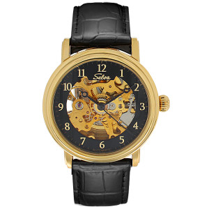 SELVA Herren-Armbanduhr »Lyan« - vergoldet-schwarz