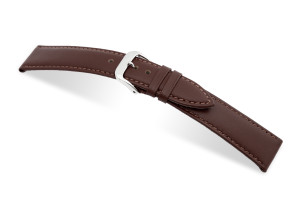 SELVA bracelet en cuir pour changer facilement 18mm moka avec couture - MADE IN GERMANY