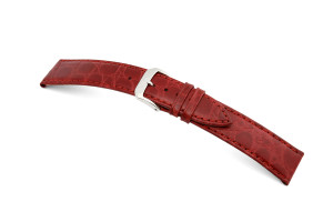 Bracelet-montre en cuir Bahia 16mm bordeaux avec marque de crocodile