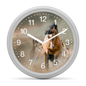 Horloge murale enfant cheval - Cheval sauvage marron