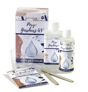 Poxy-Gießharz Set UV - dünnflüssig, wasserklar, lösungsmittelfrei, geruchsneutral und UV-beständig